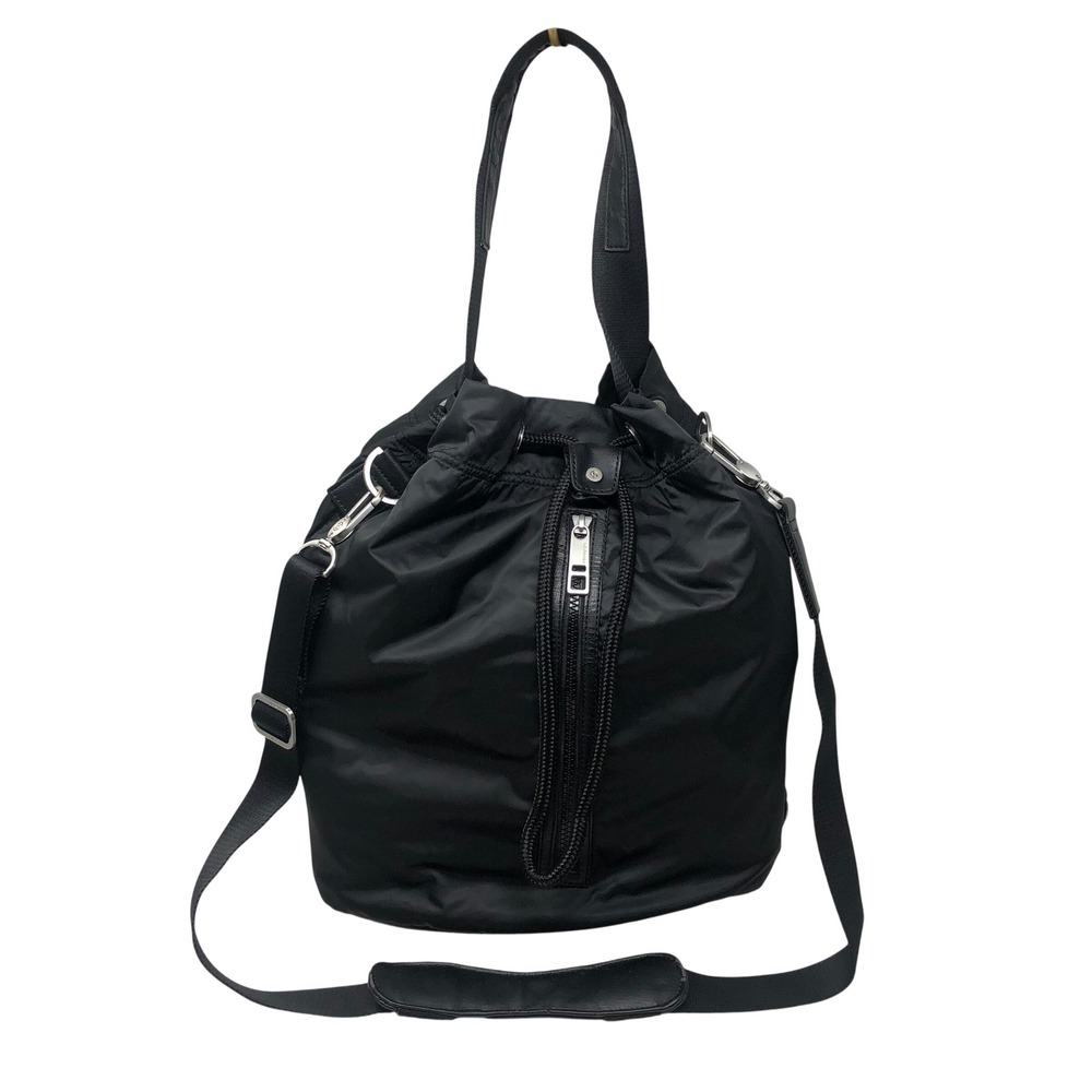 Lululemon Bucket Bag Black One Size Women Black Nylon Drawstring Gym Tote